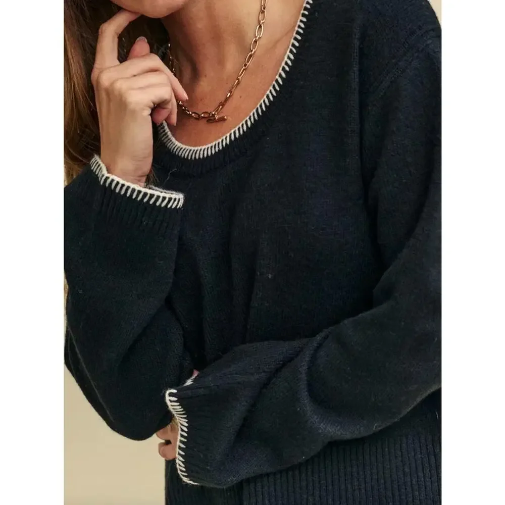 Nobody's Child Whip Stitch Wool Scoop Neck Jumper & Skirt SET